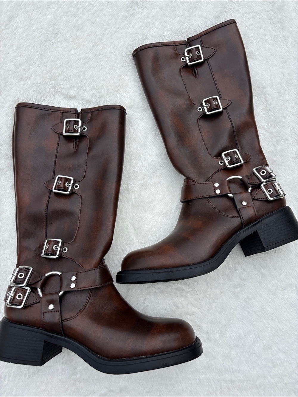 Madden Girl Clara Tall Brown Buckle Boots Women’s size 9